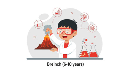 Young Student Conducts a Fun and Educational Science Experiment with Volcano
