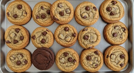Fototapeta premium Baked cookies on a metal pan