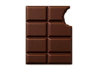 Fototapeta premium Delicious milk chocolate bar with a bite taken out on transparent background