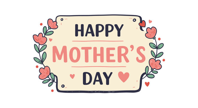 Happy Mother's Day card with floral decorations and playful design   - Powered by Adobe