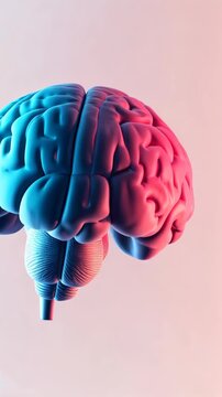 Vibrant rotating brain animation with dynamic color shift in high definition