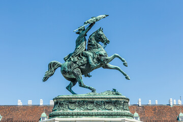 Equestrian statue of Archduke Charles of Austria, Erzherzog Karl, at Imperial palace Hofburg,...