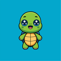 Clean and modern vector  cute cartoon turtle vector illustration for kids designs and animal themed projects adorable and happy style