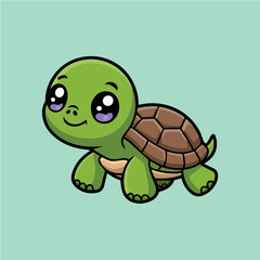 Fototapeta premium Clean and modern vector cute cartoon turtle illustration vector drawing for kids children learning and education resources design