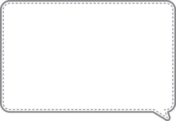 角丸、横長長方形の黒いふきだし。内側に破線が沿っている。広いテキストスペース

