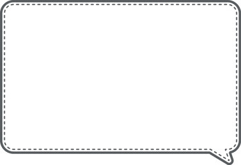 角丸、横長長方形の黒いふきだし。内側に破線が沿っている。広いテキストスペース
