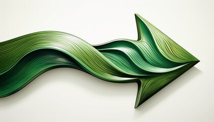 a wavy green arrow pointing to the right isolated on white background