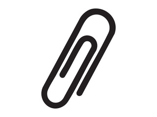 Black silhouette of paperclip isolated on white background, graphic illustration. concept of office supply, stationery, icon, symbol, design element, organization tool