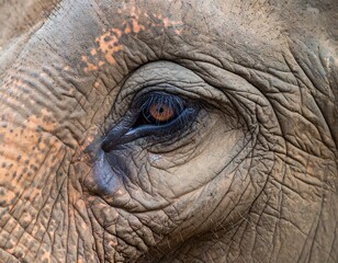 Fototapeta premium Close-up elephant eye and wrinkled skin