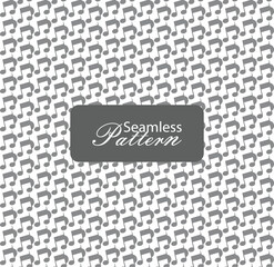 Seamless pattern of gray musical notes on white background for music and sound design