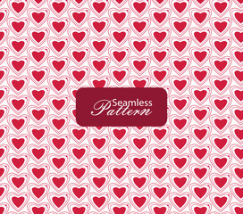 Seamless heart pattern background with red romantic love symbols for Valentine and wedding design