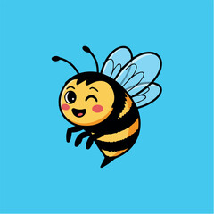 Obraz premium Clean and modern vector cute cartoon bee illustration vector design for kids and honey product branding and logo design concept