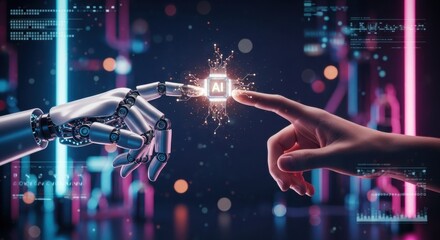 Convergence of artificial intelligence human touch for technological harmony illustration