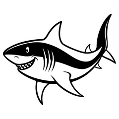 Fototapeta premium Vector art of a powerful shark swims effortlessly, isolated on white background, its streamlined body a symbol of oceanic dominance