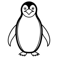 Vector art of a charming penguin stands tall, isolated on white background, showcasing its distinctive black and white plumage