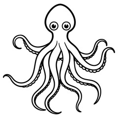 Vector art of a captivating octopus with its eight tentacles is isolated on white background, showcasing its unique form and marine essence