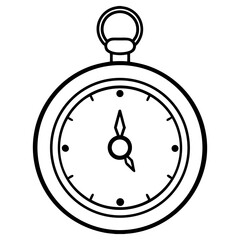 Vector art of a classic pocket watch with hands indicating the time, isolated on white background
