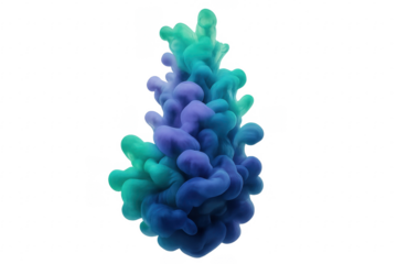 Colorful smoke cloud swirling on transparent background