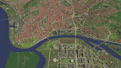 3D illustration of city and urban in Belgrade Serbia