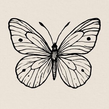 Elegant butterfly line illustration animation isolated asset, transparent 4K video, alpha channel, ProRes 4444