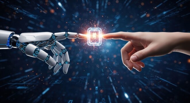 Human and robot hand interface, technological convergence in advanced technology and digital