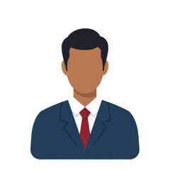 Flat style illustration of a male avatar wearing a dark suit and red tie, representing a professional or corporate user profile.