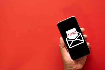 Concept of fake news and disinformation,Mobile cybersecurity threat,Digital crime,social media.,A...