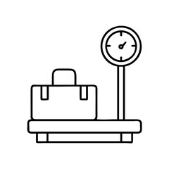 Suitcase being weighed on a scale icon