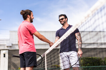 Tennis Players Shaking Hands Over Net – Sportsmanship and Respect
