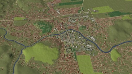 3D illustration of city and urban in Podgorica Montenegro