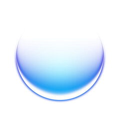 Glossy blue glowing dome shape on transparent background
