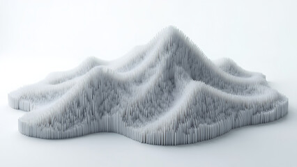 Abstract Mountain Range: 3D Rendered Terrain on White Background