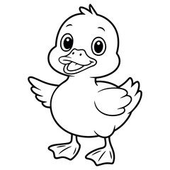 Fototapeta premium Clean and modern vector duckling outline drawing vector illustration for coloring pages and educational resources for kids and adults