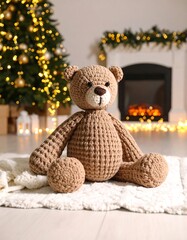 Crochet teddy bear, Christmas setting