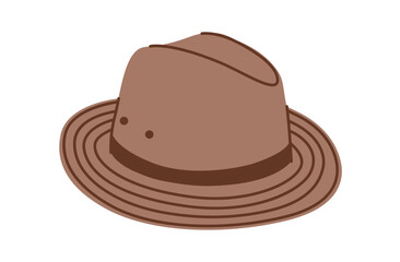 Safari Hat with band. Head Fashion accessory cap with wide brim with stitching clothing technical illustration. Vector headgear for Men, women style, flat template CAD mockup sketch outline isolated