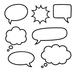 Doodle Style Speech and Thought Bubbles Set for Comic and Creative Design Use