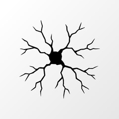 Cracked Hole Explosion Effect in Wall Vector with Branching Fractures in Black