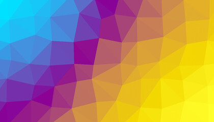 Obraz premium Turquoise blue, purple violet , and yellow shades. Vibrant low poly abstract background featuring dynamic triangular geometry. Ideal for tech visuals, digital themes, or contemporary projects.