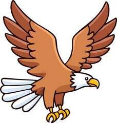 A majestic bald eagle in flight, wings outstretched, showcasing its powerful build and sharp talons.