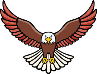 Obraz premium Cartoon illustration of a majestic eagle with outstretched wings, ready for flight.