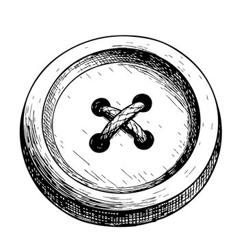 recommend clip art: Vintage sketch of a round button with stitched holes  
