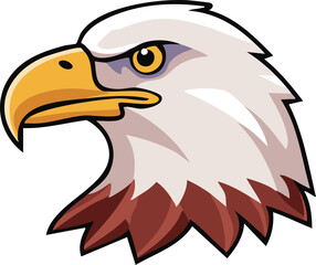 Naklejka premium Illustration of an eagle head with white plumage and a yellow beak, looking determined.