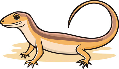 Cartoon illustration of a lizard, displaying its features and stance.