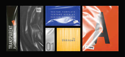 Transparent Plastic Film Wrap Bag Mockup with Cover and Overlay. High-Quality Vector Design with Texture for Package Branding and Packaging Solutions