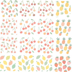 Fototapeta premium Colorful Fruit Pattern on White Background 2.