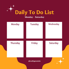 Daily To-Do List: Organizing Your Week from Monday to Saturday