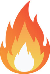 A vibrant illustration of a flame, showcasing a gradient of yellow, orange, and red, with a white core.