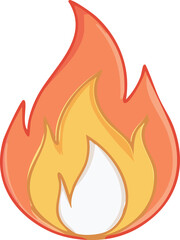 Cartoon graphic depiction of a single, stylized flame.