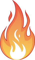 A vibrant illustration of a cartoon-style flame, burning brightly with orange and yellow hues.