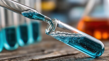 Blue liquid transferred to test tube